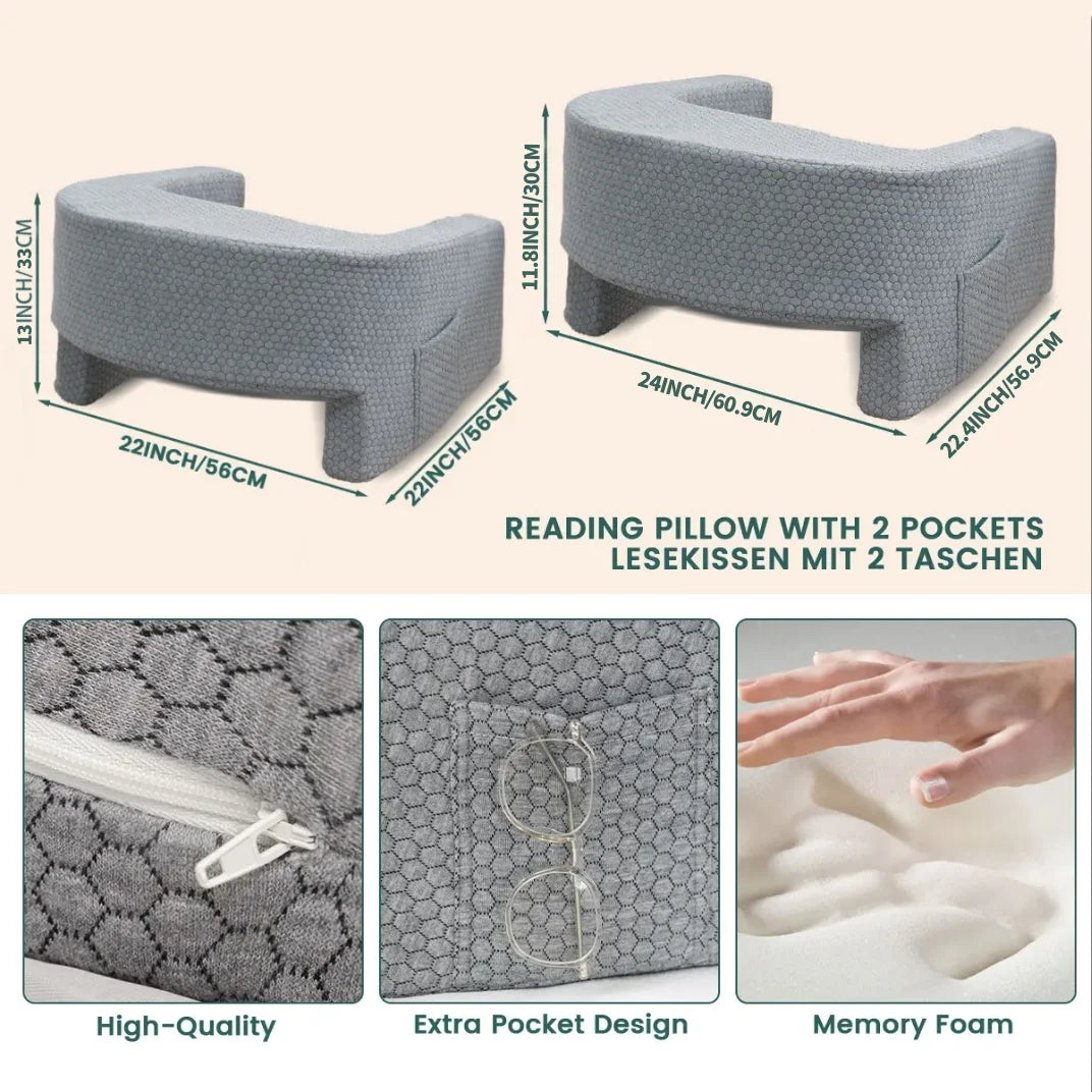 1pc Soft Reading Pillow w/ Arm Rest (Removable and Washable Cover)