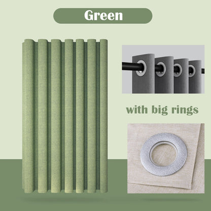 Thick Linen Shower Curtain Cover with Metal Hooks