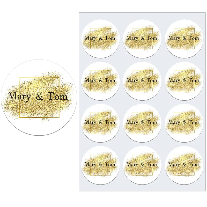 Pegatinas de brillo personalizables con tema dorado 