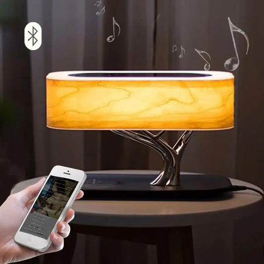 Multifunctional  Hometree Desk Lamp Wooden Bedroom Table Lamp With Speaker Wireless
