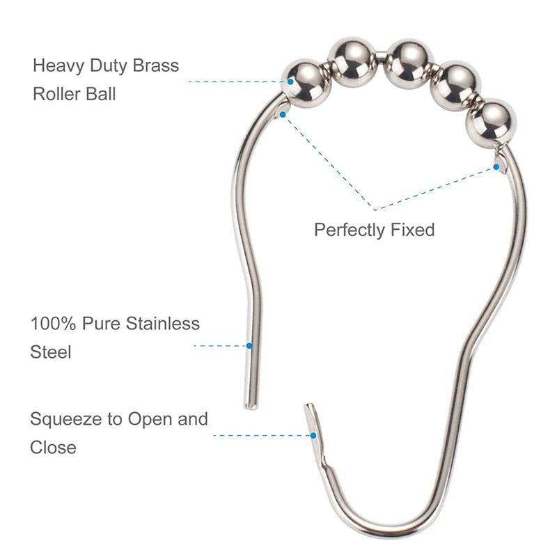 12pcs Stainless Steel Curtain Hooks