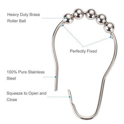 12pcs Stainless Steel Curtain Hooks