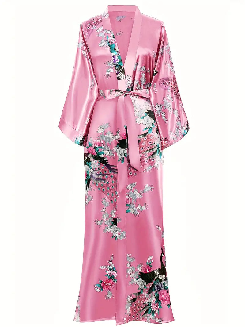 Batas/cárdigans largos de satén sedoso 