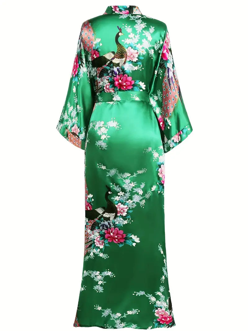 Batas/cárdigans largos de satén sedoso 