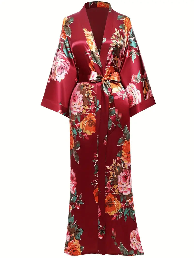 Batas/cárdigans largos de satén sedoso 