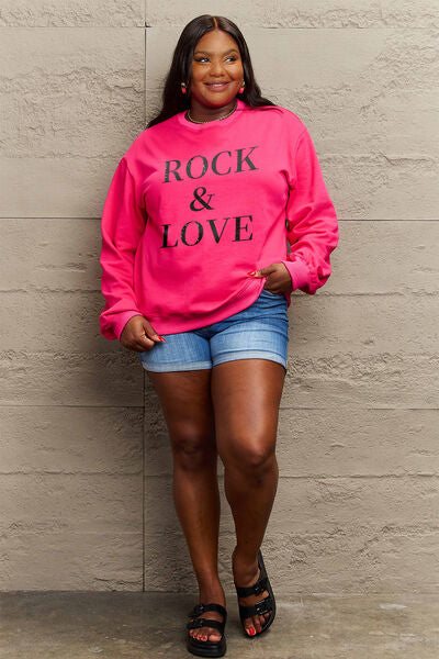 Simply Love 全尺寸 ROCK ＆ LOVE 圆领运动衫